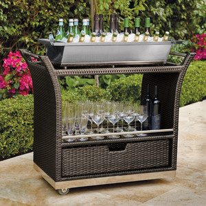 Chariot élégant en rotin pour mobilier de jardin extérieur, pour thé de l'après-midi et tables de piscine - Product Image 2