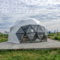 Dôme en verre pour hébergement, en polycarbonate trempé, de luxe, pour complexe hôtelier, glamping, avec salle de bain, cuisine, climatisation, tente-villa