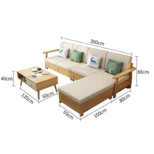 L-Shaped Rubberwood <b>Sofa</b> With Storage 300Cm Modern Minimalist Living Room Furniture For Small Apartments - Product Image 1