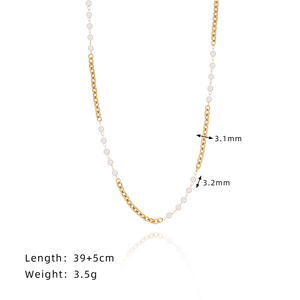 Collier de perles d'eau douce, chaîne en acier inoxydable plaqué or 18 carats, pendentif pour femme, anniversaire - Product Image 1