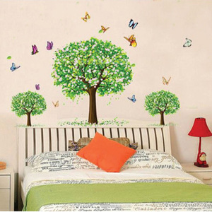 Autocollant mural 3D DIY mignon forêt, petits arbres verts frais, grands arbres, papillons, papier peint décoratif pour <span class=keywords><strong>salon</strong></span>, <span class=keywords><strong>décoration</strong></span> de la maison - Product Image 4