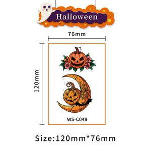 WS-C Halloween dessin animé crâne citrouille <span class=keywords><strong>horreur</strong></span> <span class=keywords><strong>Thriller</strong></span> visage cou transfert d'eau étanche temporaire tatouage autocollant pour adultes - Product Image 4