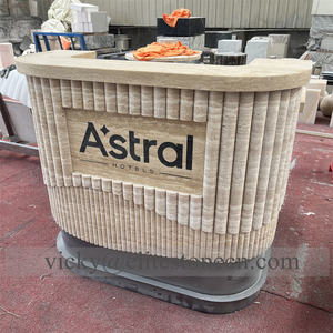 Bancone Reception in Marmo per Negozio di Abbigliamento Femminile di Lusso, Cassa di Lusso, Piccolo Bancone Bar, Scrivania Frontale in Pietra Naturale - Product Image 3