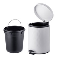 Ensemble d'accessoires de salle de bain blancs ronds avec petite poubelle 5L et porte-brosse WC WBR001+TBR015-C