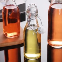 Botol Kaca Persegi Panjang Tinggi 1L (34OZ) Transparan Grosir untuk Minuman, Air, Susu Cair, Jus Buah