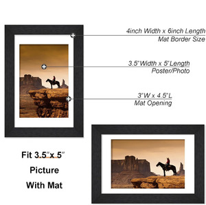 Cadre photo en MDF noir 4x6 5x7, simple, en bois, avec grain de bois, pour affiches et photos murales - Vente en gros - Product Image 3