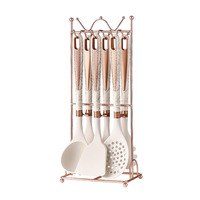 Ensemble d'ustensiles de cuisine en silicone 7 pièces avec pince à pâtes et écumoire, outils de cuisine avec support suspendu
