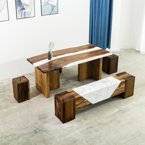 Tavolo da Pranzo <span class=keywords><strong>e</strong></span> Piano Tavolo Moderno ed Elegante <span class=keywords><strong>in</strong></span> <span class=keywords><strong>Legno</strong></span> <span class=keywords><strong>e</strong></span> <span class=keywords><strong>Resina</strong></span> Epossidica per Casa, Bar, Appartamento, Caffetteria o Parco - Product Image 3