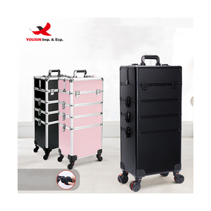 Factory Direct Profession 4 in 1 Large Capacity <b>Makeup</b> <b>Case</b> Multi-layer Detachable Lockable Cosmetic <b>Case</b> with 360 Degree Wheel - Product Image 1