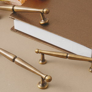 Solid Brass French <strong>Light</strong> Luxury Long Handles Vintage Antique Brass Drawer Cabinet Wardrobe <strong>Pulls</strong> - Product Image 2
