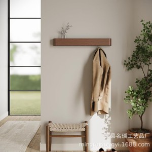Perchero minimalista de pared de madera maciza, estante de almacenamiento para entrada, diseño moderno que ahorra espacio para la sala de estar. - Product Image 2