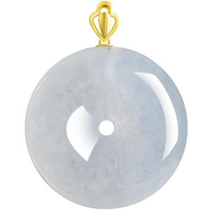 Pendentif en jade naturel de Birmanie en forme de donut, or 18 carats, bijoux pour femmes, style chinois, cadeau avec certificat d'évaluation D293 - Product Image 5