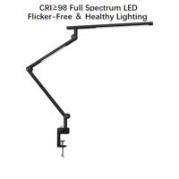 Lampe de bureau LED contemporaine en métal à clipser, alimentation CA, gradation tactile/couleurs, 95 CRI, protection oculaire, réglable pour bureau d'étude et étudiant
