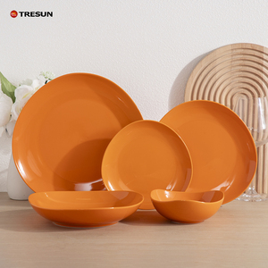ชุดจานชามเซรามิกเคลือบสีส้มคุณภาพพรีเมียม ชุดอาหารค่ำ - Product Image 1