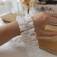 ZSY 4cm Organza plissé ruban Rosette dentelle garniture décorative feuille de Lotus ondulé fleur dentelle pour bricolage gâteau boîte commande Minimum 5 Yards