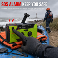 Cargador de Teléfono Recargable Solar a Manivela, Impermeable, 5000mAh, con Luz de Lectura, Portátil, para Emergencias y Supervivencia
