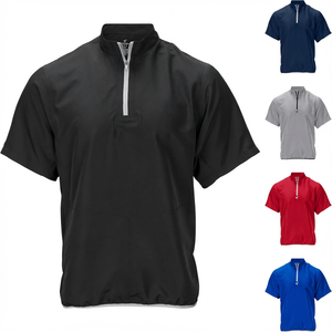 <b>Mens</b> Short Sleeve 1 4 <b>Zip</b> <b>Jacket</b> Stand Collar Lightweight Polyester Casual Sports Outerwear - Product Image 1