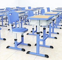 Ensemble de mobilier scolaire : Pupitre et chaise pour étudiant, réglables en hauteur, avec pieds coniques modernes et dossier croisé, pour salles de classe