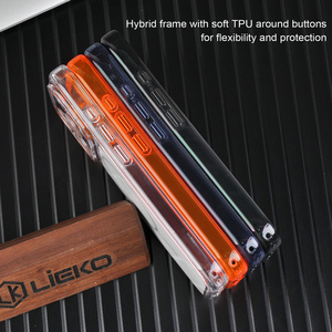 Étui de téléphone personnalisé avec logo, LIEKO, luxe, solide, en polycarbonate rigide, couleur gelée, magnétique, TPU+PC, transparent, antichoc - Product Image 4