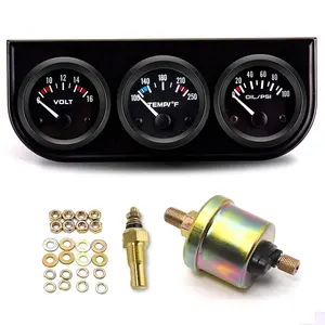 3 in 1 Triple Gauge Kit Black Color With Water Temp/Volts/Oil + 85mm GPS Speedometer Tachometer