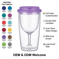 Gobelet à vin en acrylique à double paroi avec couvercle coulissant, sans BPA, pour boire directement, écologique, réutilisable, 10 oz, vente en gros, idéal pour la rentrée scolaire
