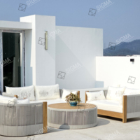 2025 personnalisé moderne teck extérieur canapé ensemble luxe Villa hôtels Patio jardin meubles tissu cour chambre parc bois corde