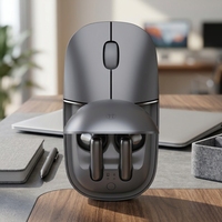 Souris sans fil ergonomique avec étui de charge intégré et écouteurs, accessoire pour ordinateur de bureau
