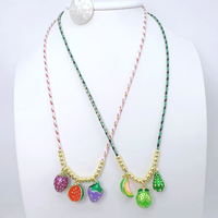 Collier tendance plaqué or avec pendentifs banane/fraise/dolphin/citron, collier en corde fait main, collier à breloques plaqué or