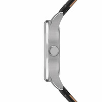 Montre noire pour homme, boîtier en alliage de zinc argenté, bracelet en cuir de 22 mm, mouvement à quartz, résistance à l'eau de 10 m, marque japonaise Citizen
