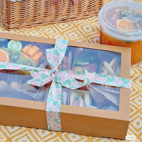 Boîte en papier kraft pliable pour l'emballage alimentaire, avec doublure en éponge, en matériaux recyclés, avec revêtement UV personnalisé, écologique et jetable, pour gâteaux et bento