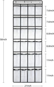 24袋式可折叠布质挂式鞋柜，带大口袋，可挂在门上，适合女士，女士衣柜鞋架 - Product Image 4