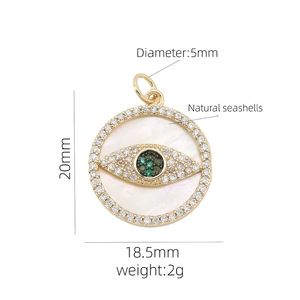 Ciondoli Trendy Retrò Fai da Te con Monete in Madreperla per Collane, Charms a Forma di Occhio di Allah, <span class=keywords><strong>Sole</strong></span>, Luna e Cuore - Product Image 3