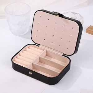 Wholesale PU Leather Travel <b>Ring</b> Organizer Box with Earring Holder - Product Image 5