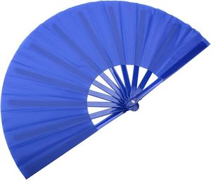 Abanico Plegable de Plástico Personalizado Azul de 33 cm con Impresión Publicitaria a una Cara, en Stock, Pigmento Puro, Abanico de Mano con Varillas - Product Image 3