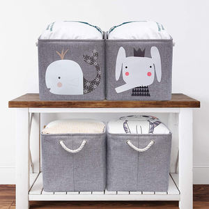 Toptan hafif katlanabilir pamuk ve kenevir jüt kumaş depolama Bin sepet çamaşır oyuncaklar için giysi - Product Image 4