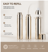 Envase Cosmético Vacío, Botella de Plástico PET Cilíndrica de 100 ml con Tapa de Rosca con Acabado Dorado para Tónicos y Sprays