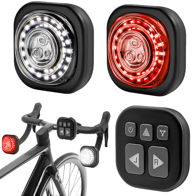 OEM Smart LED Bicycle Light Set Wireless Remote Control Headlight & Taillight with Sync Function for Night Riding Bicycle Light