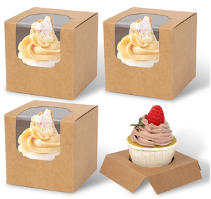 Boîte de papier kraft personnalisée en usine avec fenêtre pour gâteau, savon, nourriture, cadeau de Noël, macarons, boîte de papier kraft recyclé avec logo - Product Image 1
