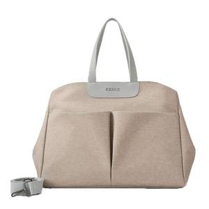Bolsa de lona gris de alta calidad para mujer con asas de cuero marrón, correa de hombro extraíble, bolsa de compras para uso diario. - Product Image 4