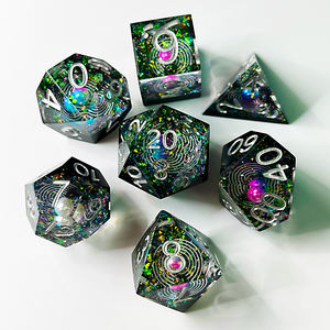 Juego completo hecho a mano de resina, dados de borde afilado, piezas de ópalo, juego de <span class=keywords><strong>tarot</strong></span> de dados poliédricos de galaxia - Product Image 1