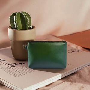 Custom Men's Zipper Closure Eco-Friendly Vegan Leather Coin Wallet Minimalist High Quality Card Wallet - Product Image 3