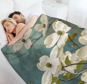 Manta Ultra Suave de Microfelpa, Manta Refrigerante Ligera y Cálida, Manta Decorativa con Estampado de Flores de Dogwood de Primavera, 70"x80", Acogedora - Product Image 2