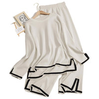 Chaud hiver dames vêtements en gros 2 pièces ensemble femmes pull pull costume à manches longues femmes pantalon et haut tricot femmes ensembles