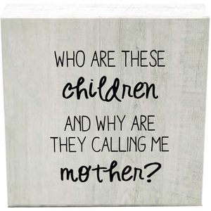 Parisloft chi sono questi bambini e perché <span class=keywords><strong>mi</strong></span> chiamano madre, insegne di blocchi di legno, decorazioni per la casa in legno rustico Freestanding - Product Image 3