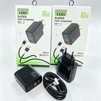 Cargador de Pared USB Tipo C PD de 65W con 2 Puertos, Enchufe EU/US, Carga Rápida para Teléfono Móvil