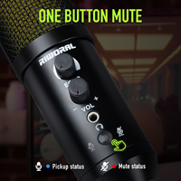 Microphone de jeu à condensateur filaire USB LED RGB RA-240L avec support pour PC karaoké et YouTube Microfonos