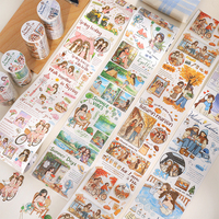 Lot de rubans Washi Mr.Paper, adhésifs simple face, 2 m de long, grands motifs de personnages pour journalisation, scrapbooking et loisirs créatifs