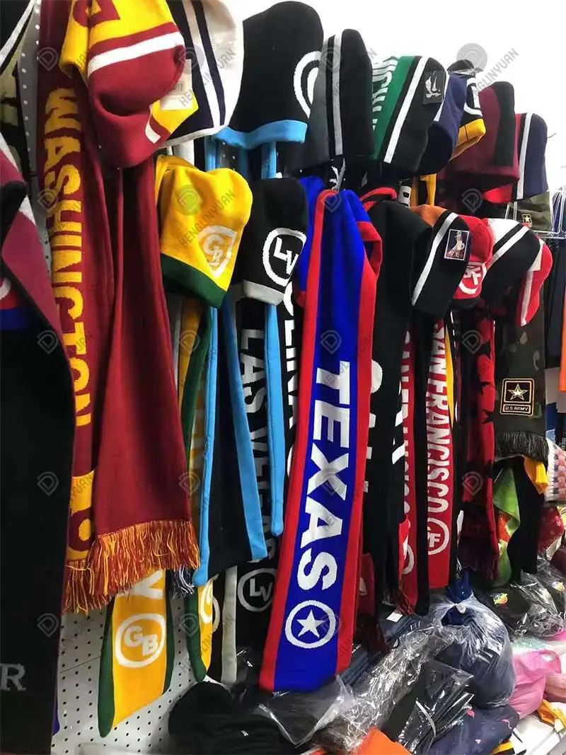 Бесплатный образец, изготовленный по индивидуальному заказу, шарф с принтом из полиэстера, футбольный шарф с индивидуальным дизайном и размером