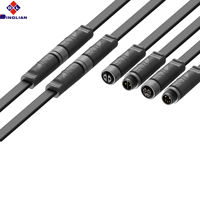 Connecteurs de fils en caoutchouc carrés M12 2 broches 250V 2x1.0 LED Thermoplastique PA IP67 Étanche Noir 10A Certifié ISO9001