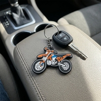 Porte-clés en PVC personnalisé pour motocross, orange et bleu, en caoutchouc souple, pour moto tout-terrain, souvenir, cadeau pour motards, vente en gros